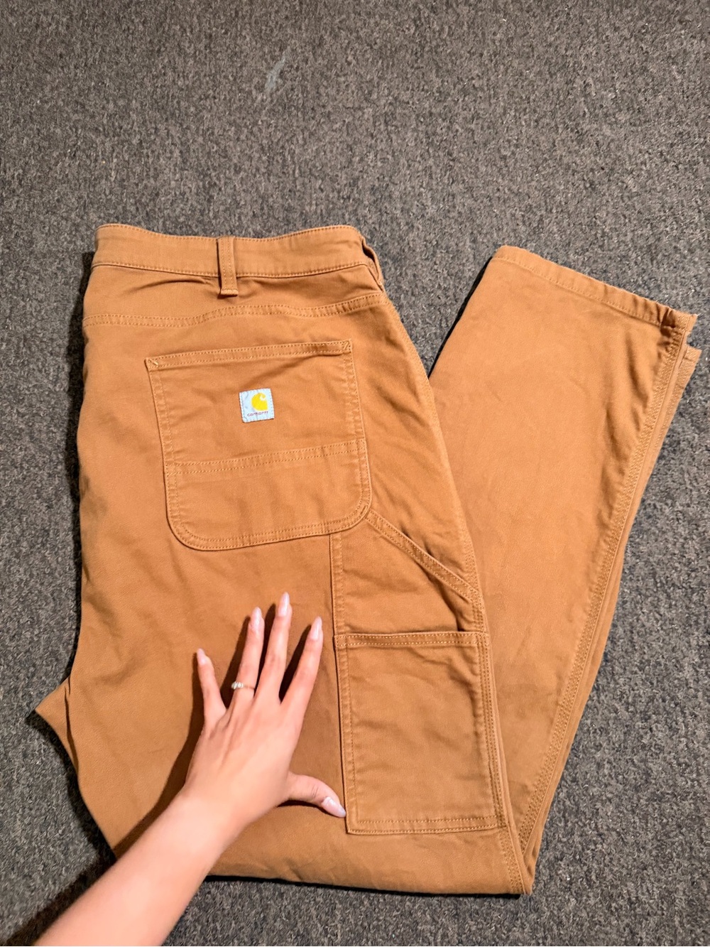Carhartt Brown Work Pants with Pocket Patch - Picture 2 of 12